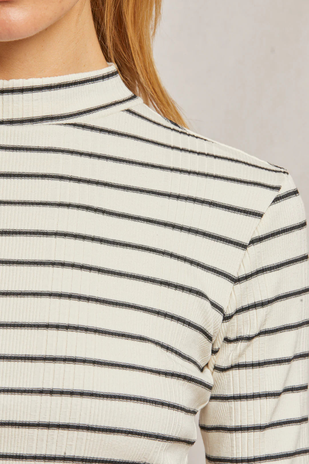 perfectwhitetee Lauryn L/S Mock Neck Stripe Top | Shop Eleanor