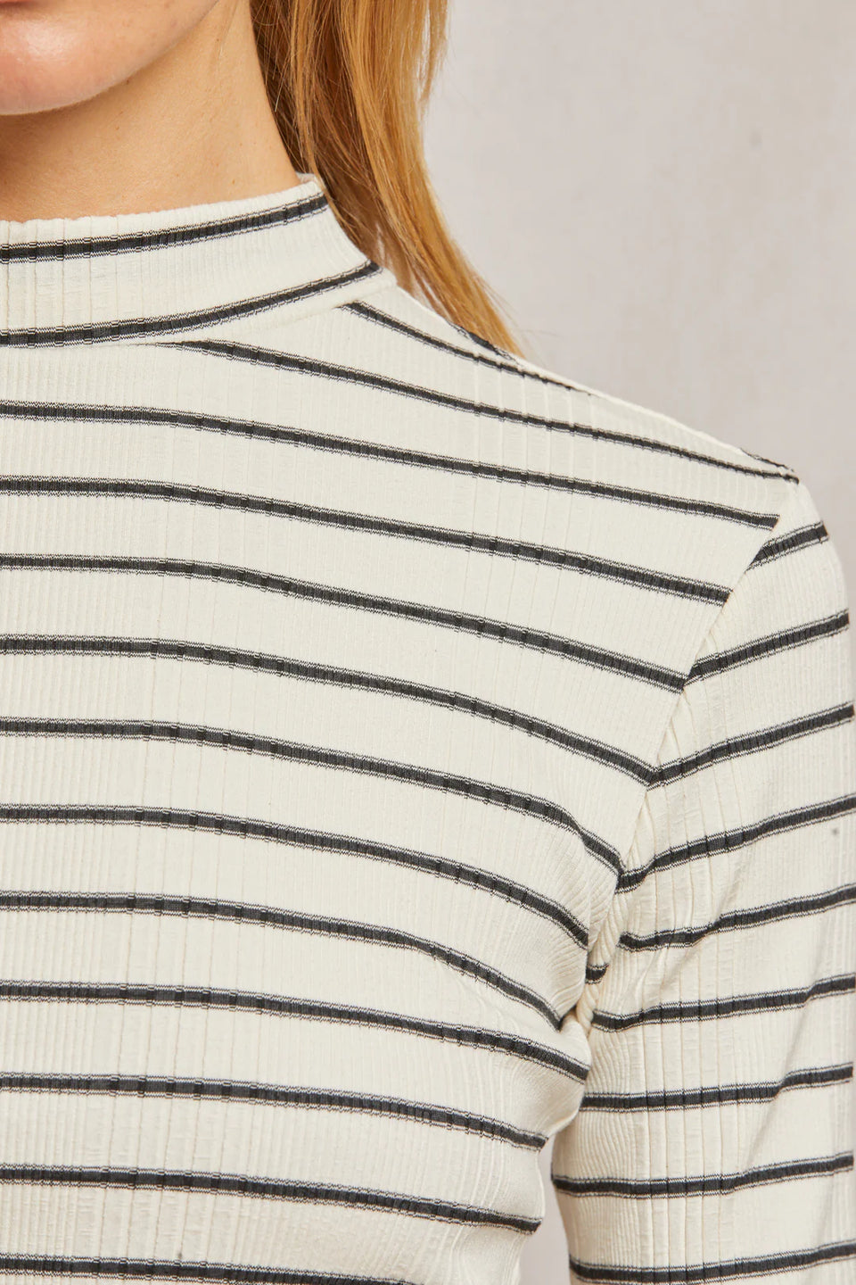 perfectwhitetee Lauryn L/S Mock Neck Stripe Top | Shop Eleanor