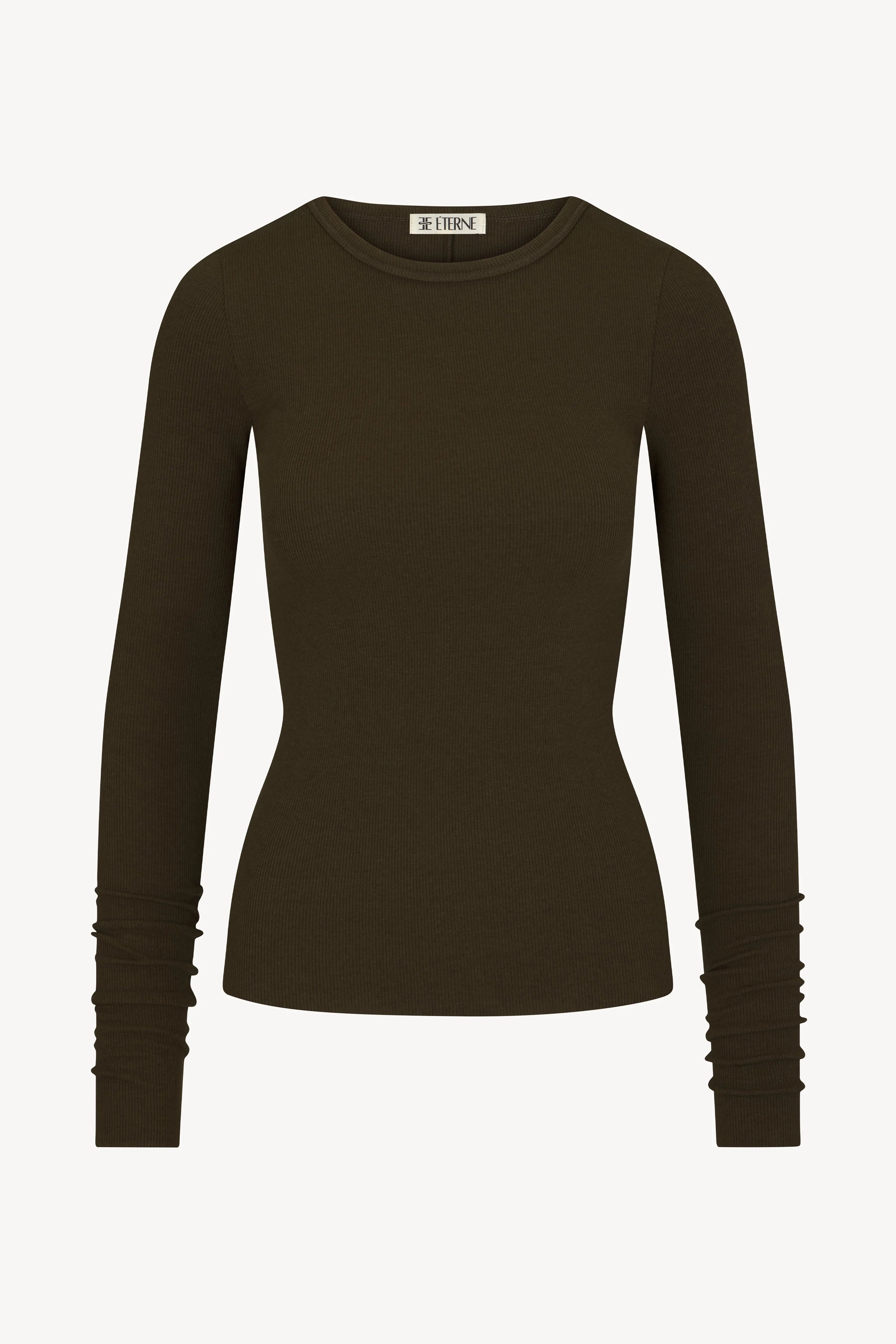 Éterne Long Sleeve Fitted Top in Moss | Shop Eleanor