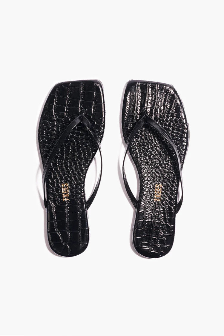 TKEE Square Toe Lily Flip Flop in Sable Croc | Shop Eleanor 