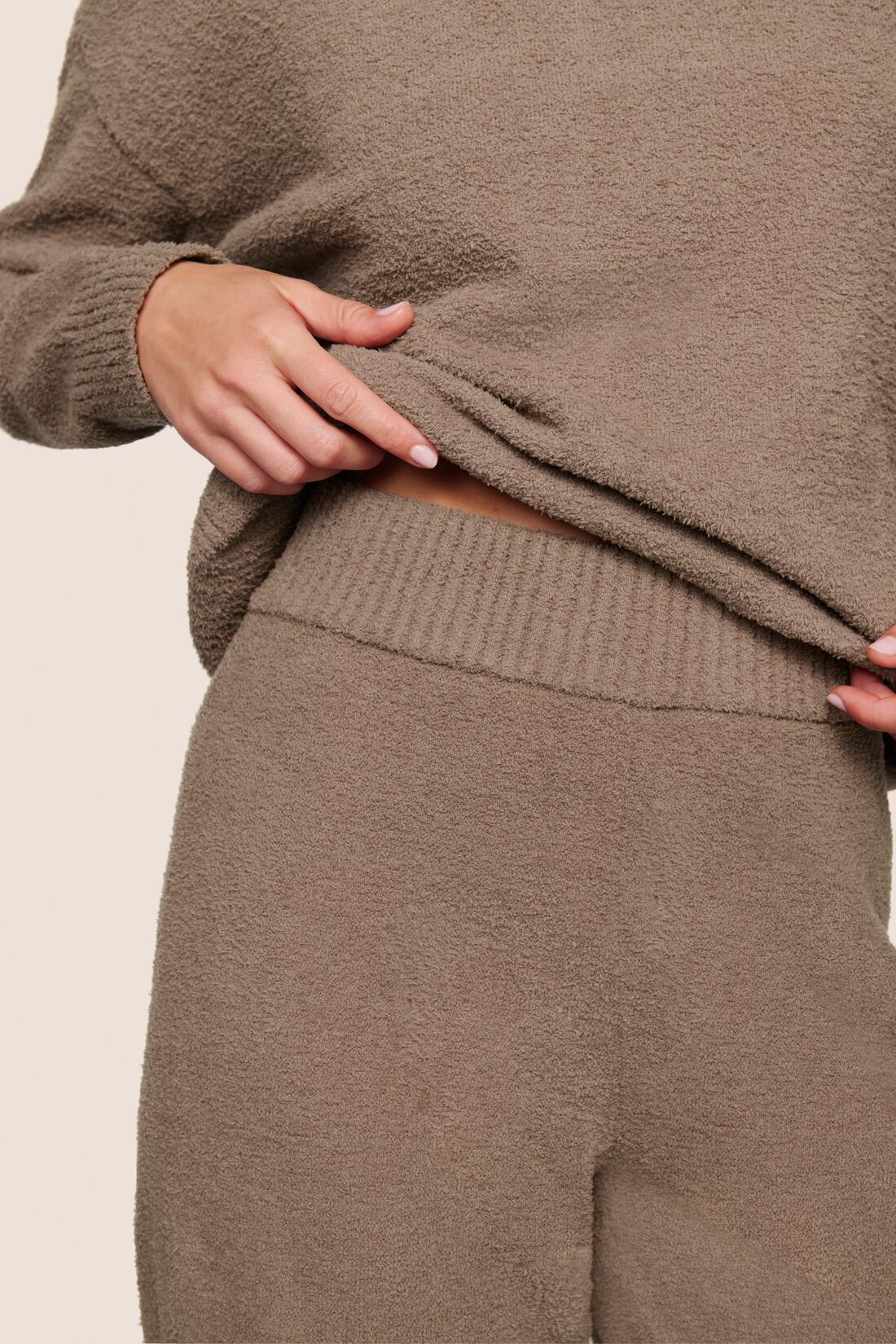 Eberjey Recycled Boucle Pant in Deep Taupe | Shop Eleanor 