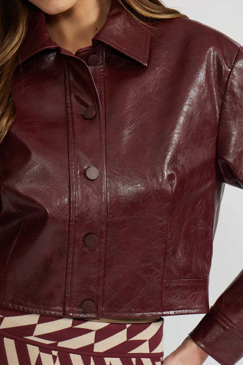 Lucy Paris Caleb Faux Leather Jacket in Burgundy | Shop Eleanor - Women's Luxury Boutique 