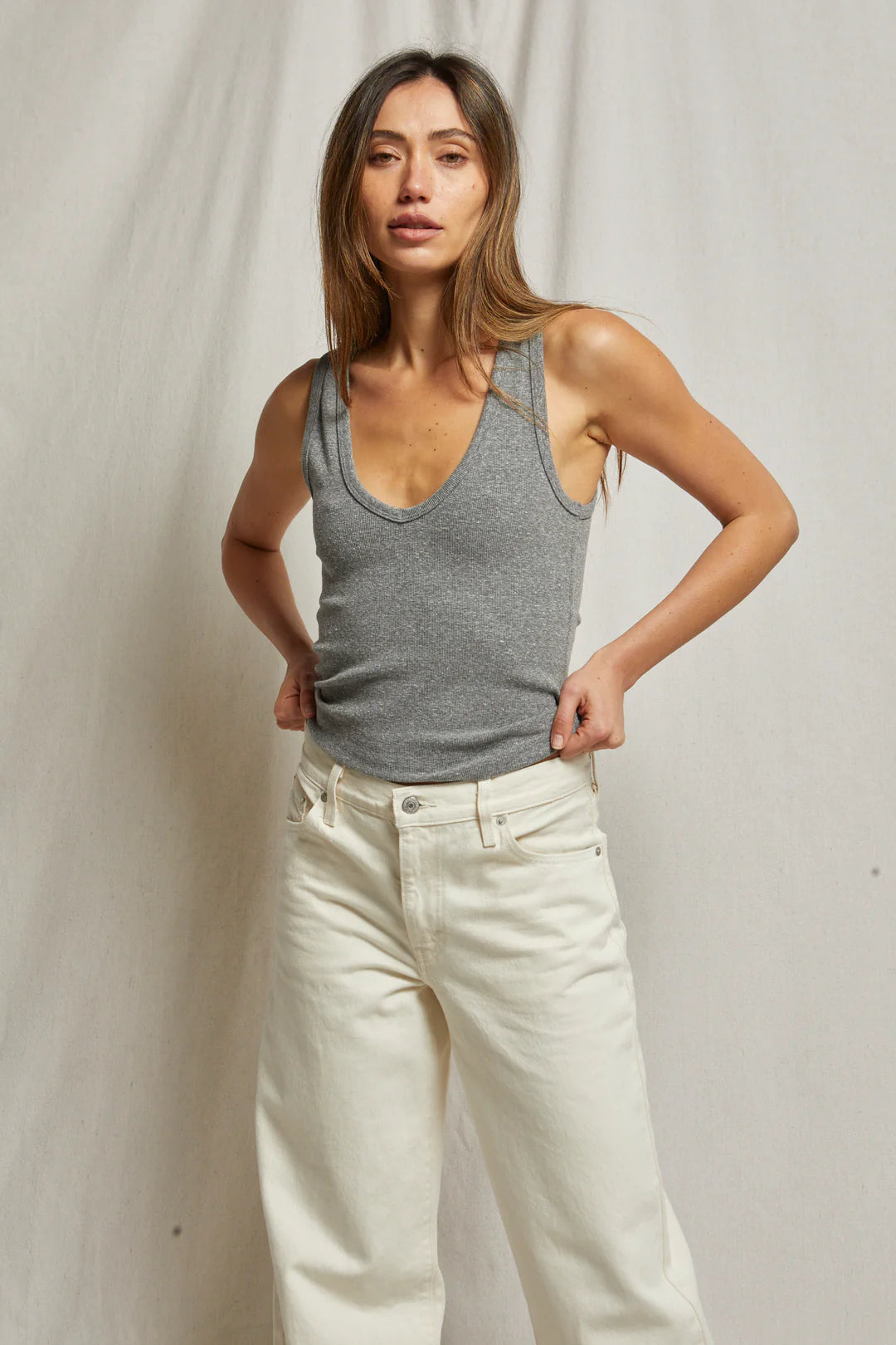 perfectwhitetee Maria Tank in Dark Heather Grey | Shop Eleanor