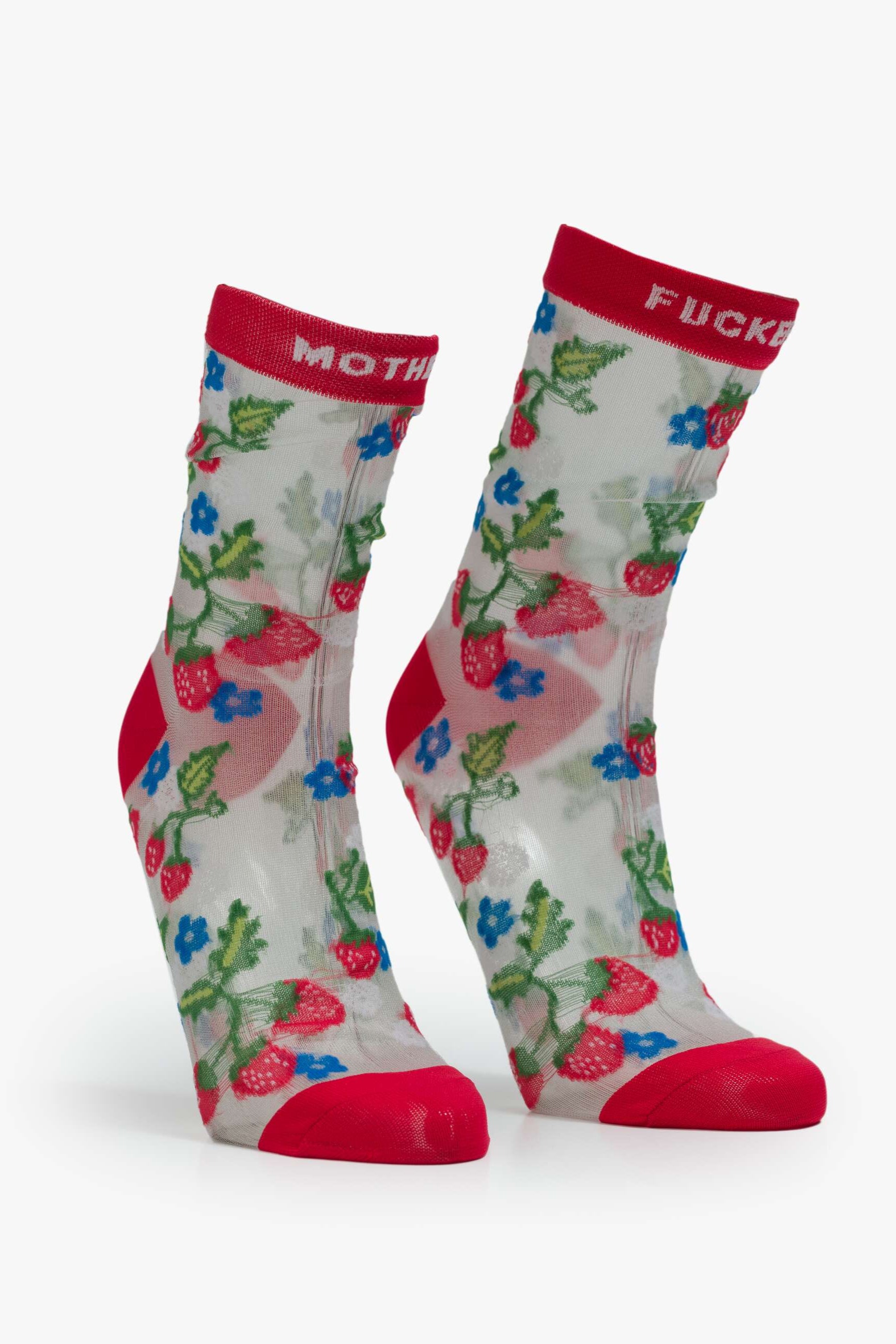 Mother Denim Step Up Socks in MF Strawberries | Shop Eleanor