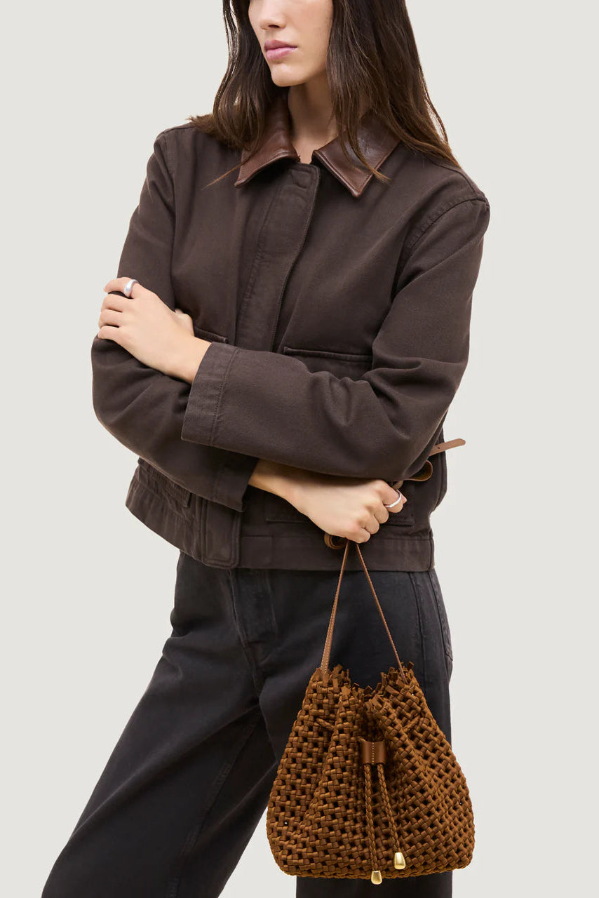 Naghedi Mallorca Bucket Open Weave Bag in Teak | Shop Eleanor
