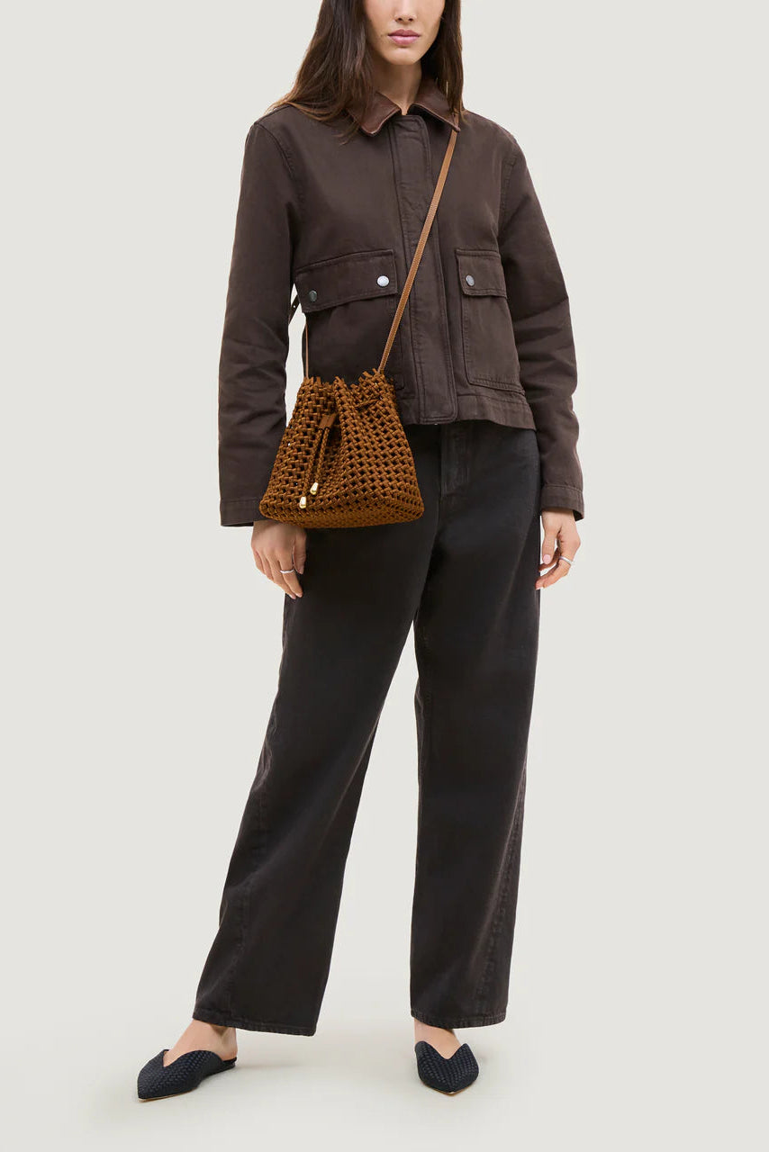 Naghedi Mallorca Bucket Open Weave Bag in Teak | Shop Eleanor