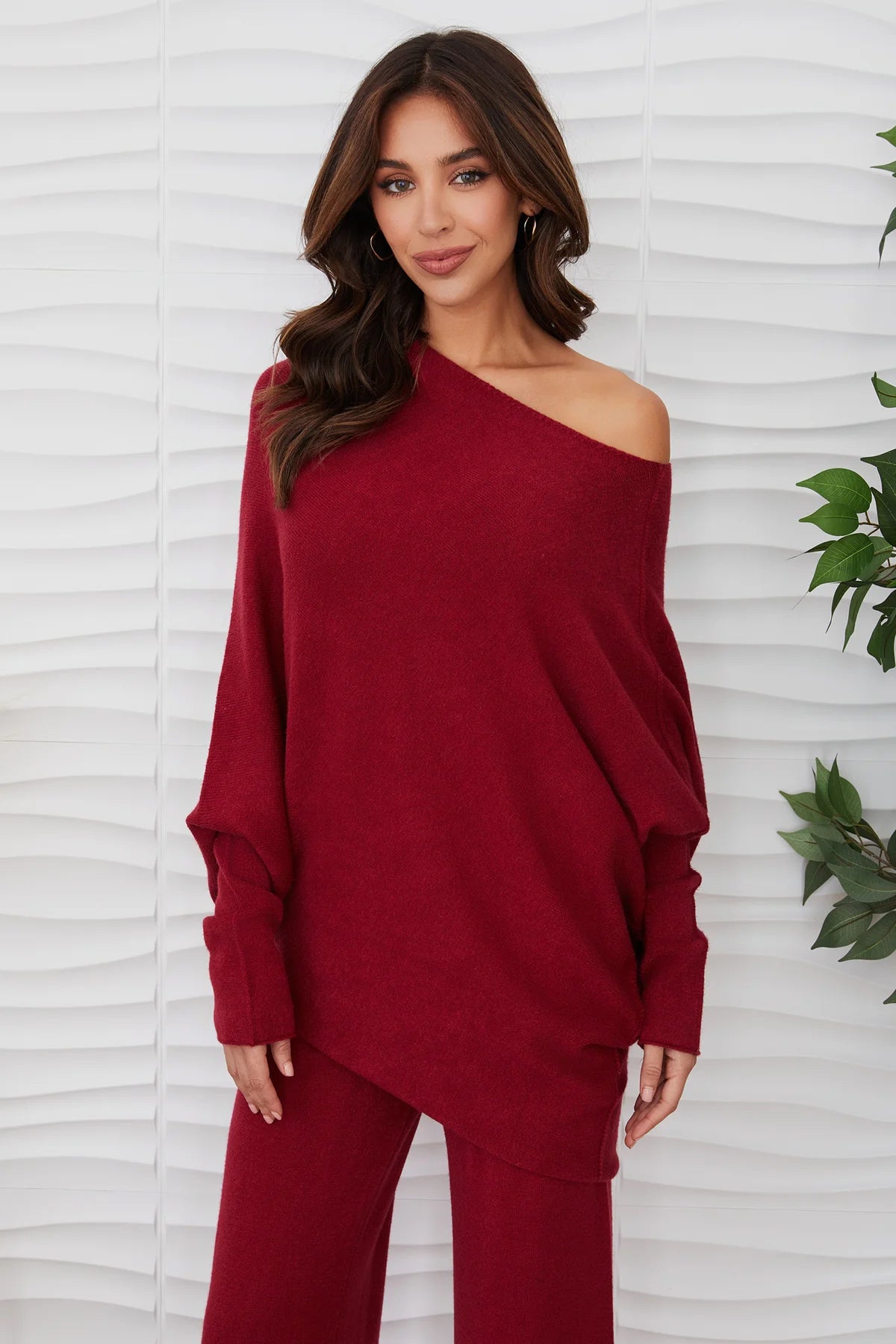 Milio Milano Asymmetrical Sweater in Bordeaux | Shop Eleanor