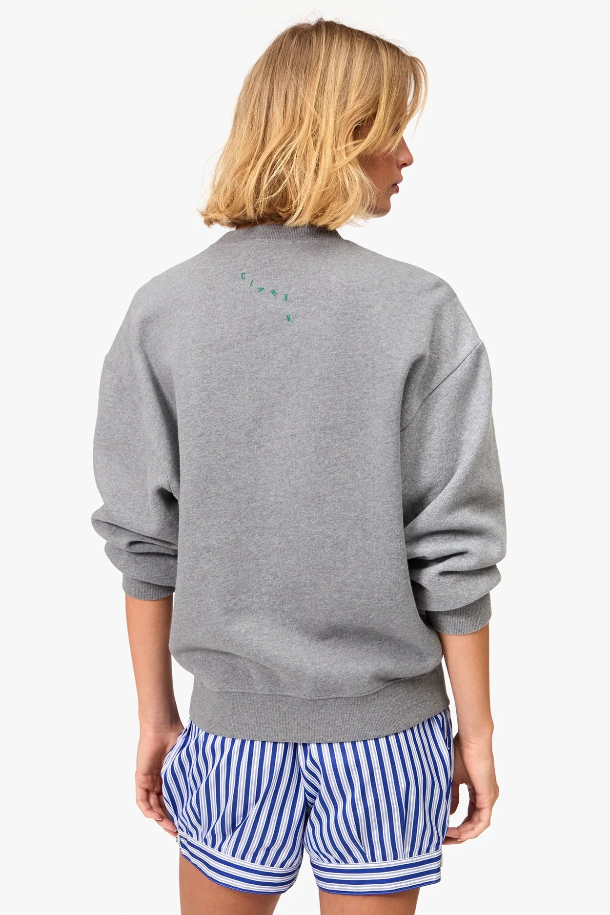 Clare V. Ciao Relaxed Sweatshirt in Grey and Fern | Shop Eleanor