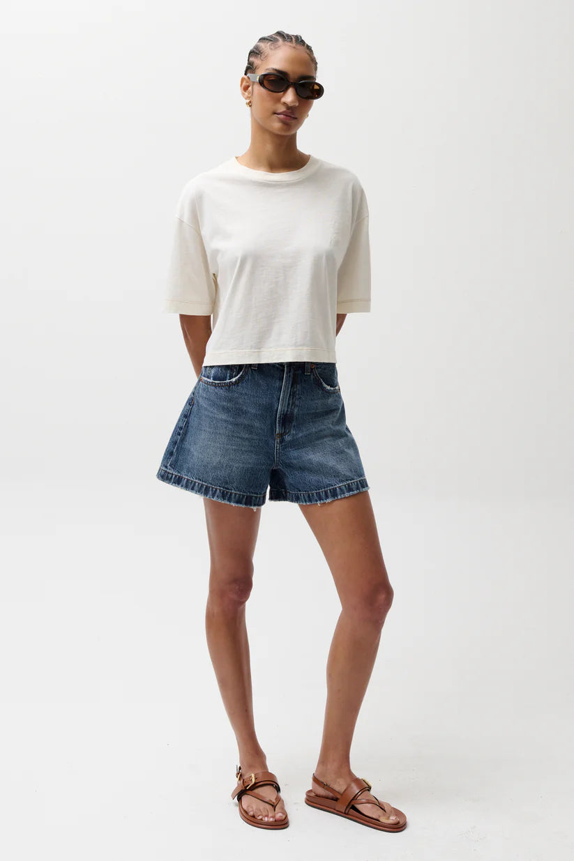 Pistola Saige A-Line Denim Short in Wishbone | Shop Eleanor