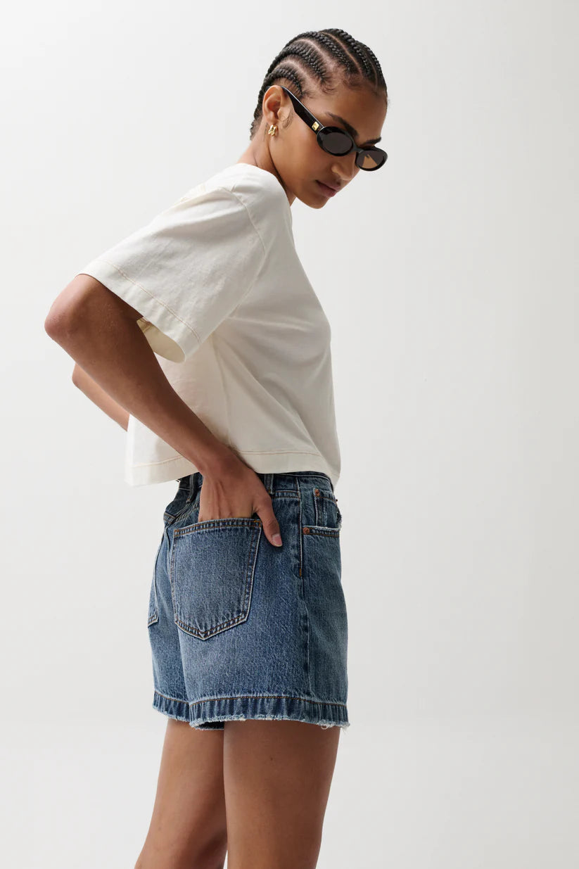 Pistola Saige A-Line Denim Short in Wishbone | Shop Eleanor