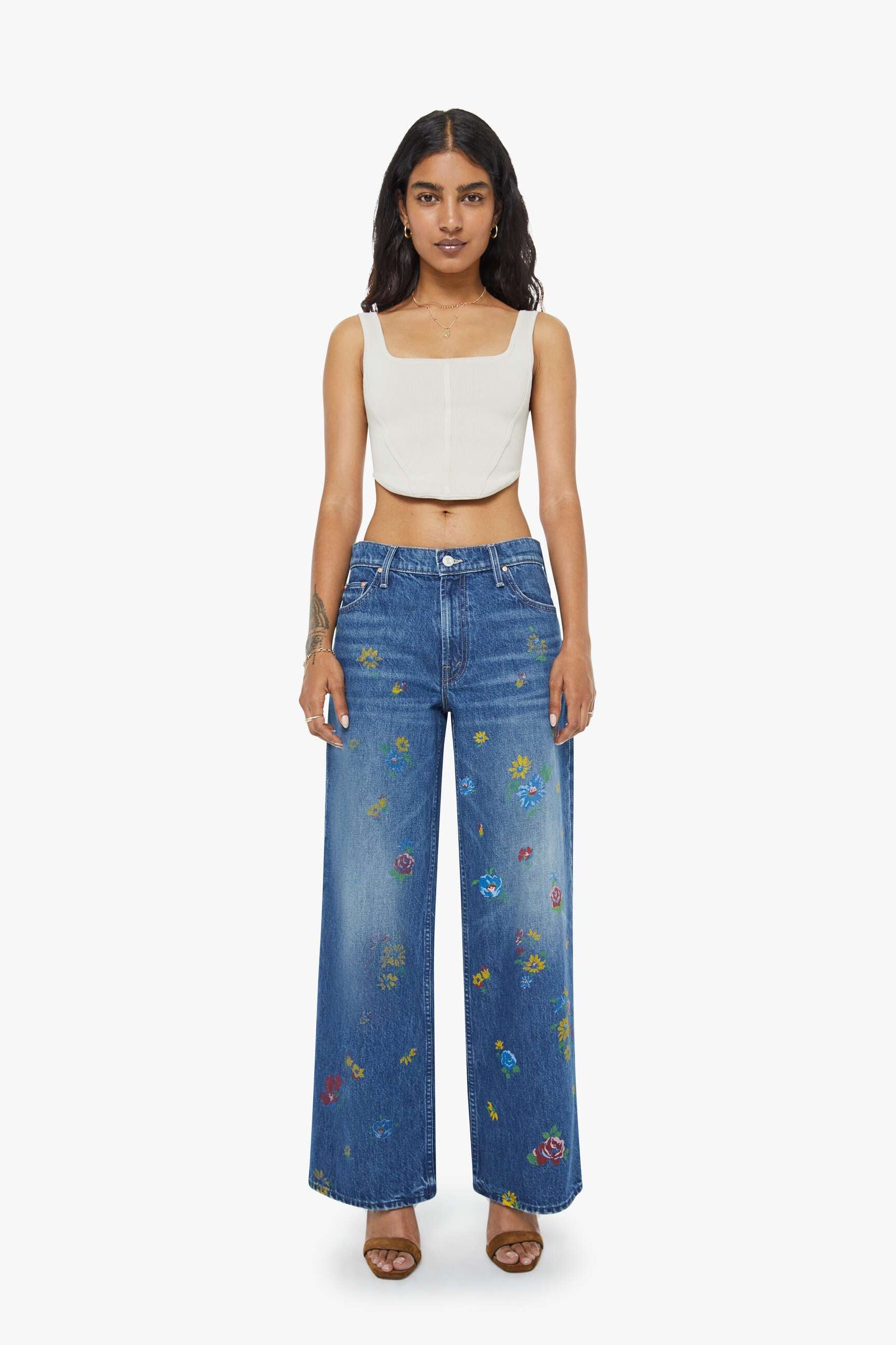 Mother Denim Lil Rerun Zip Sneak in Field of Flowers | Shop Eleanor