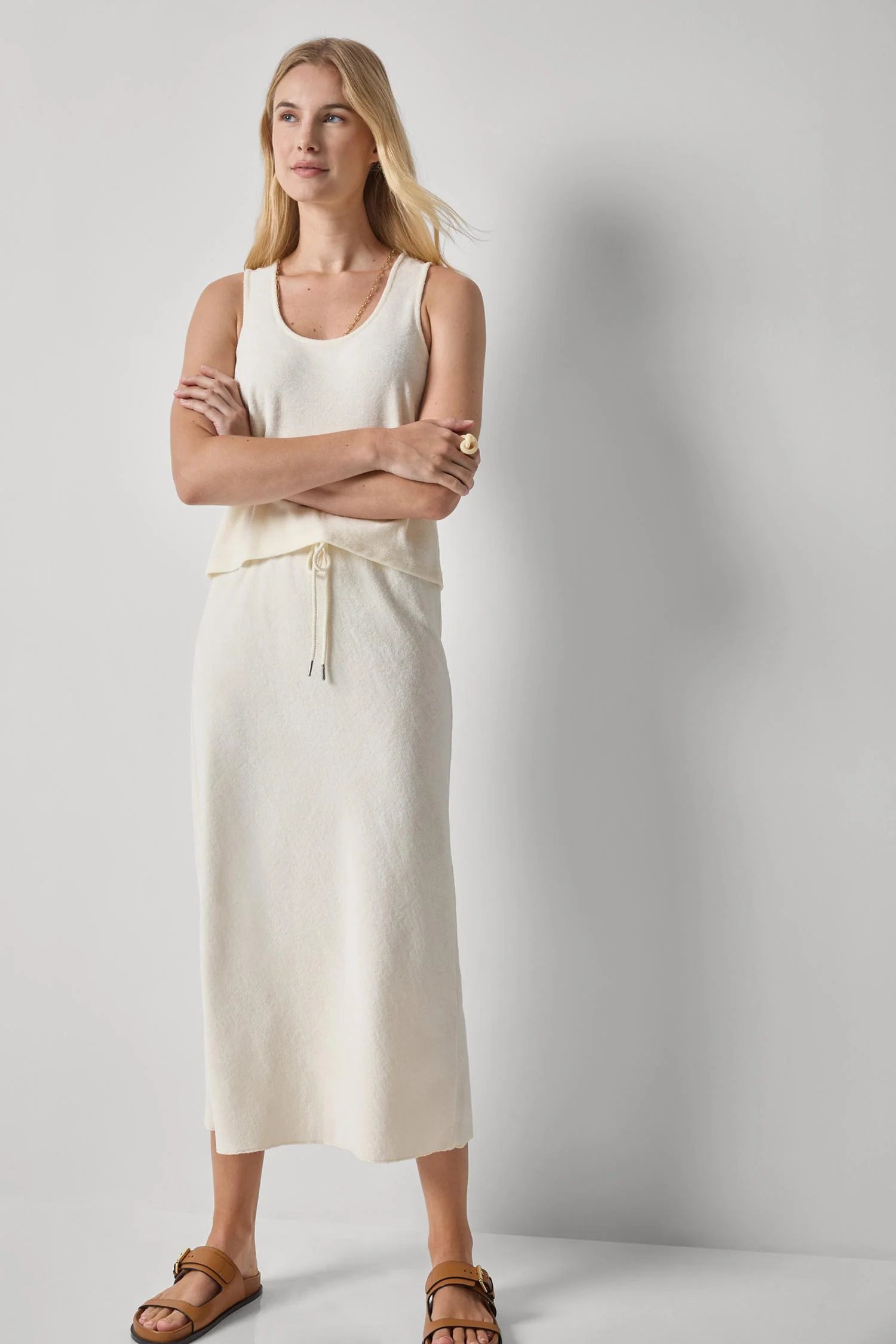 Lilla P Terry Bias Skirt in Rope | Shop Eleanor