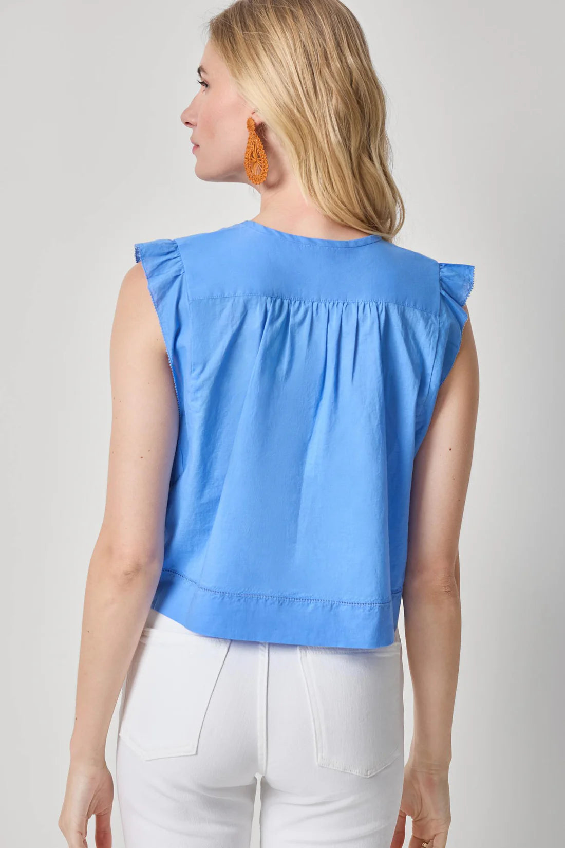 Lilla P Smocked Shoulder Top in Ultramarine | Shop Eleanor
