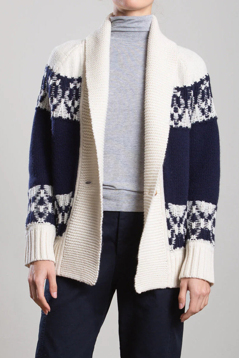 Pharaoh Lawrie Soft Wool Cashmere Cardigan with geometric patterns | Shop Eleanor - Women's Online High-Quality Clothing Boutique 