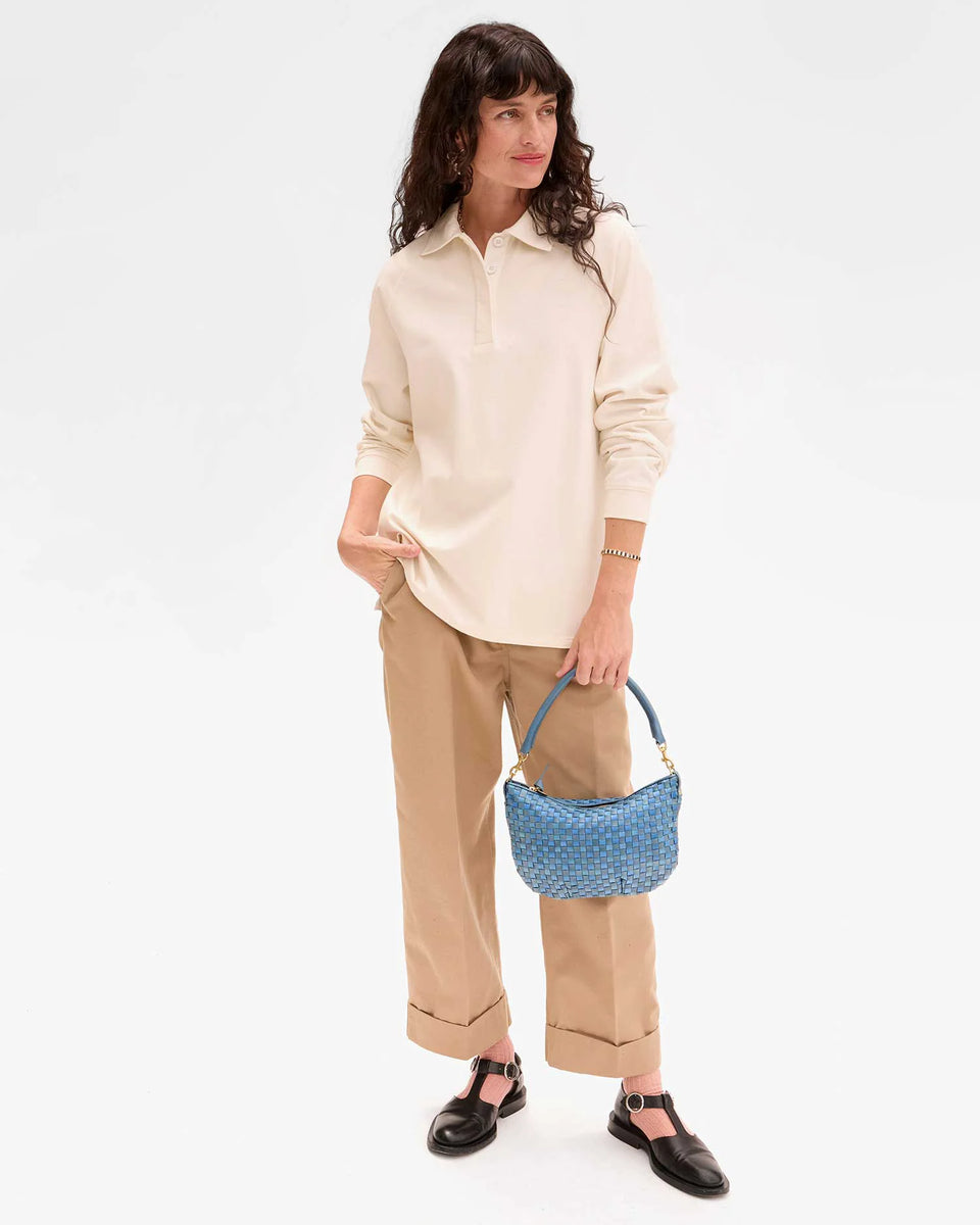 Clare V. Petit Moyen Messenger Bag in Light Blue Checker | Shop Eleanor