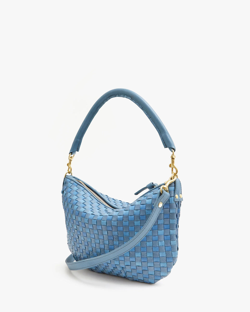 Clare V. Petit Moyen Crossbody Bag in Light Blue Checker | Shop Eleanor