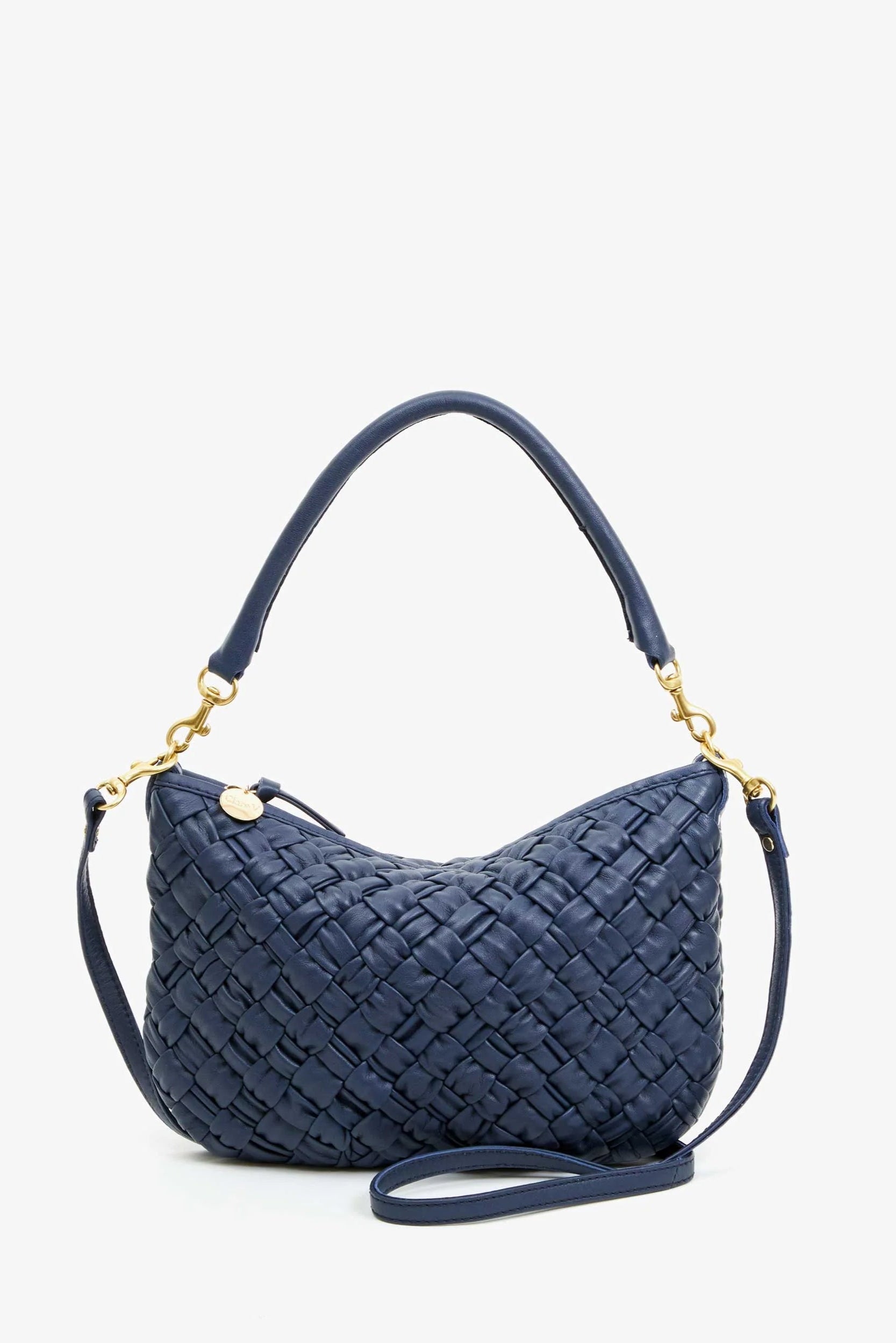 Clare V. Petit Moyen Messenger Navy Woven Bag | Shop Eleanor