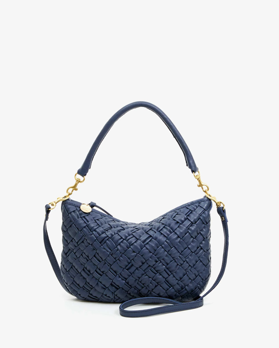 Clare V. Petit Moyen Messenger Navy Woven Bag | Shop Eleanor