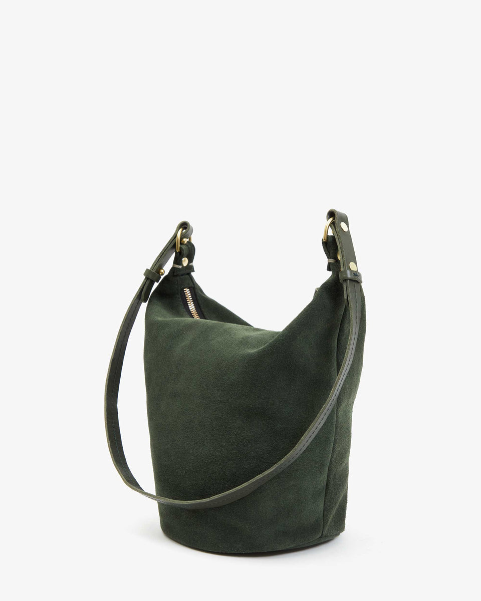 Clare V Petite Jeanne Bucket Bag in Loden | Shop Eleanor 