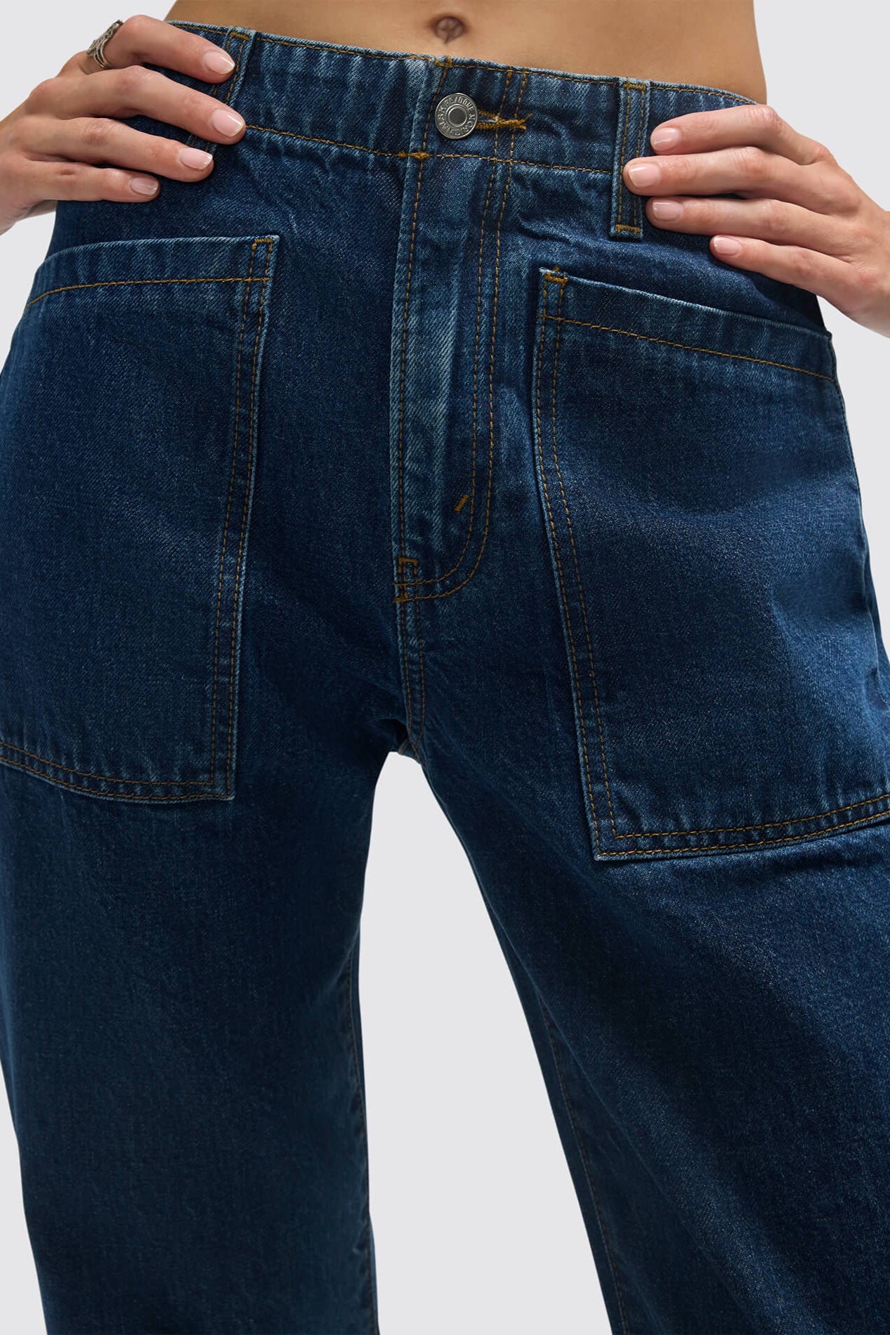 RE/DONE Bender Patch Pocket Denim Jean in Rustic Indigo | Shop Eleanor - Women's Online Designer Boutique