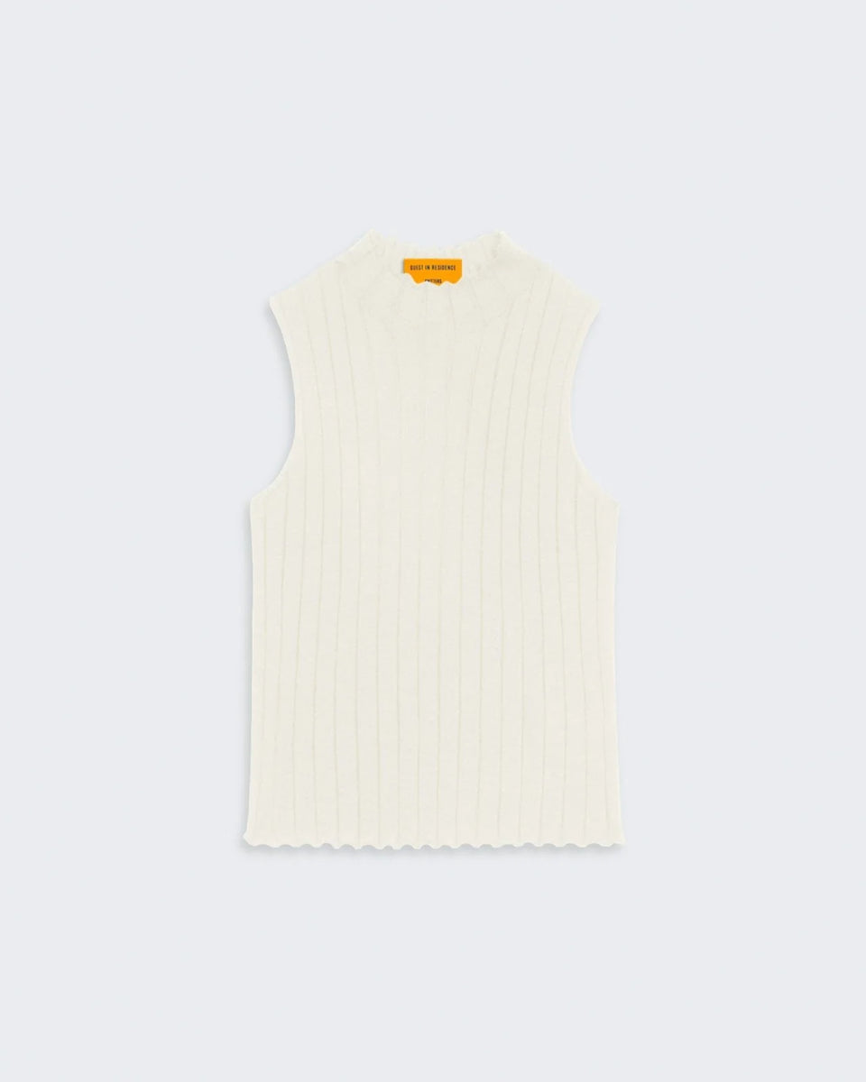 Guest in Residence Sleeveless Ribbed Mockneck Shell Top in Cream | Shop Eleanor