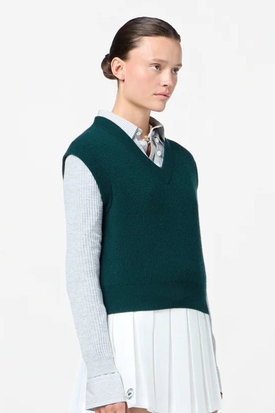 Guest in Residence Rib V-Neck Sweater Vest in Holly | Shop Eleanor - Women's Luxury Clothing Boutique near Denver