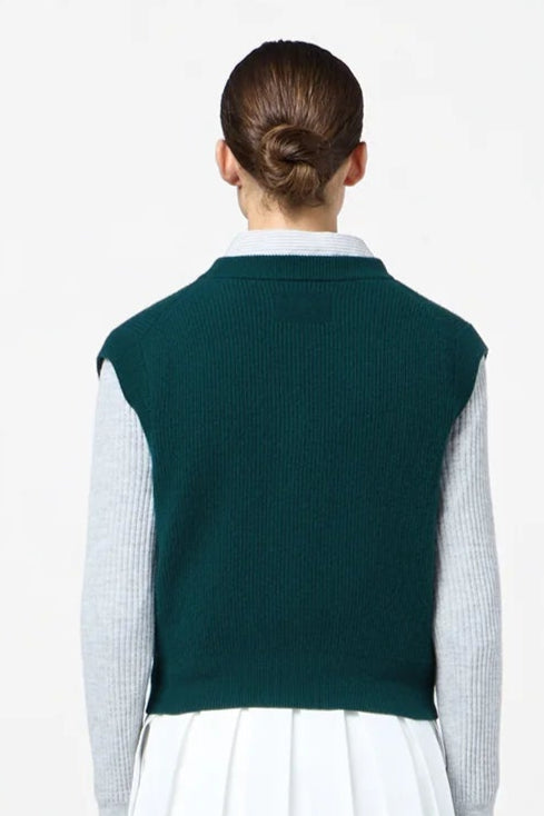 Guest in Residence Ribbed Sleeveless Sweater Vest in Forest Green | Shop Eleanor - Women's Luxury Clothing Online Boutique based in Colorado
