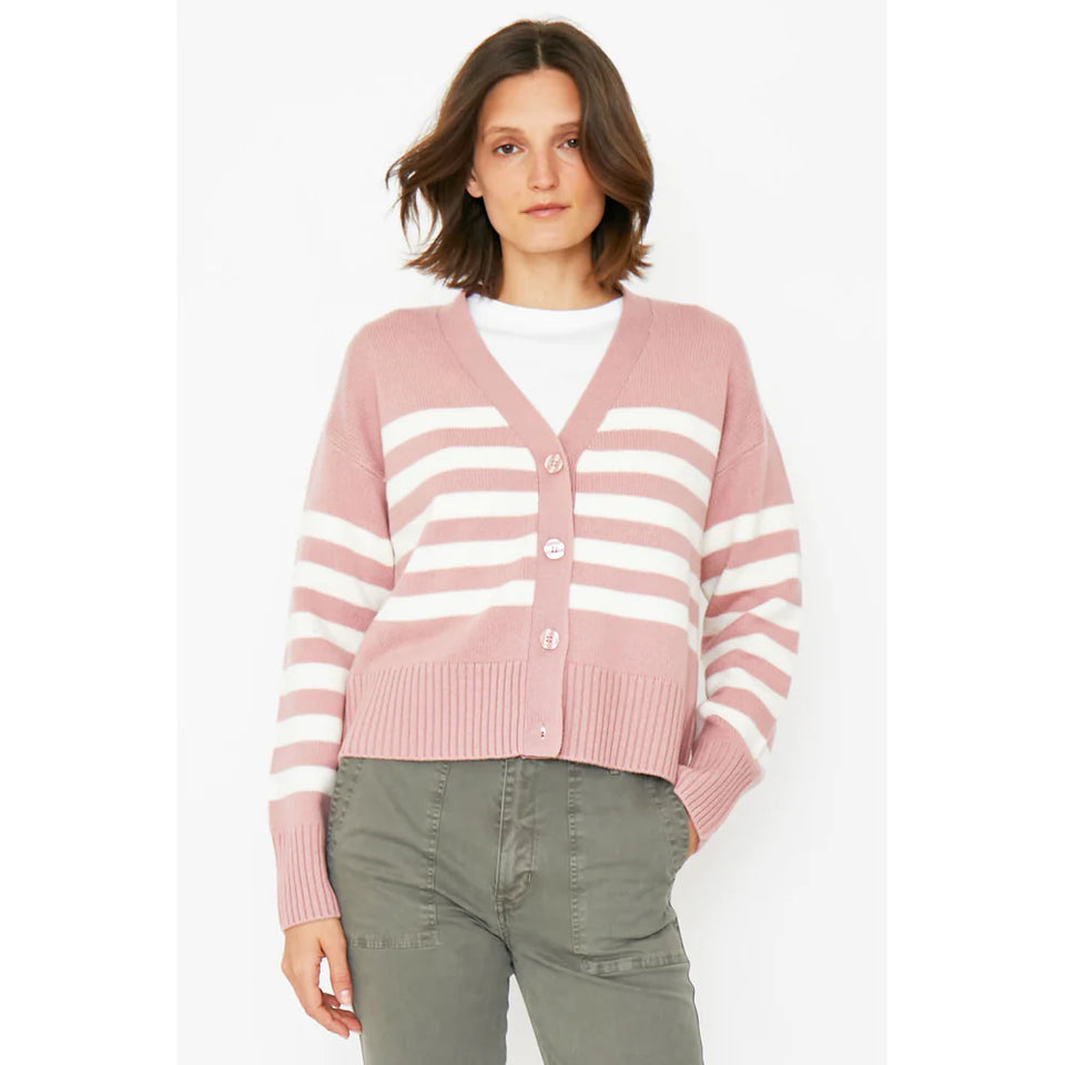 Kule The Raffa Striped Cardigan in Clay/Cream | Shop Eleanor