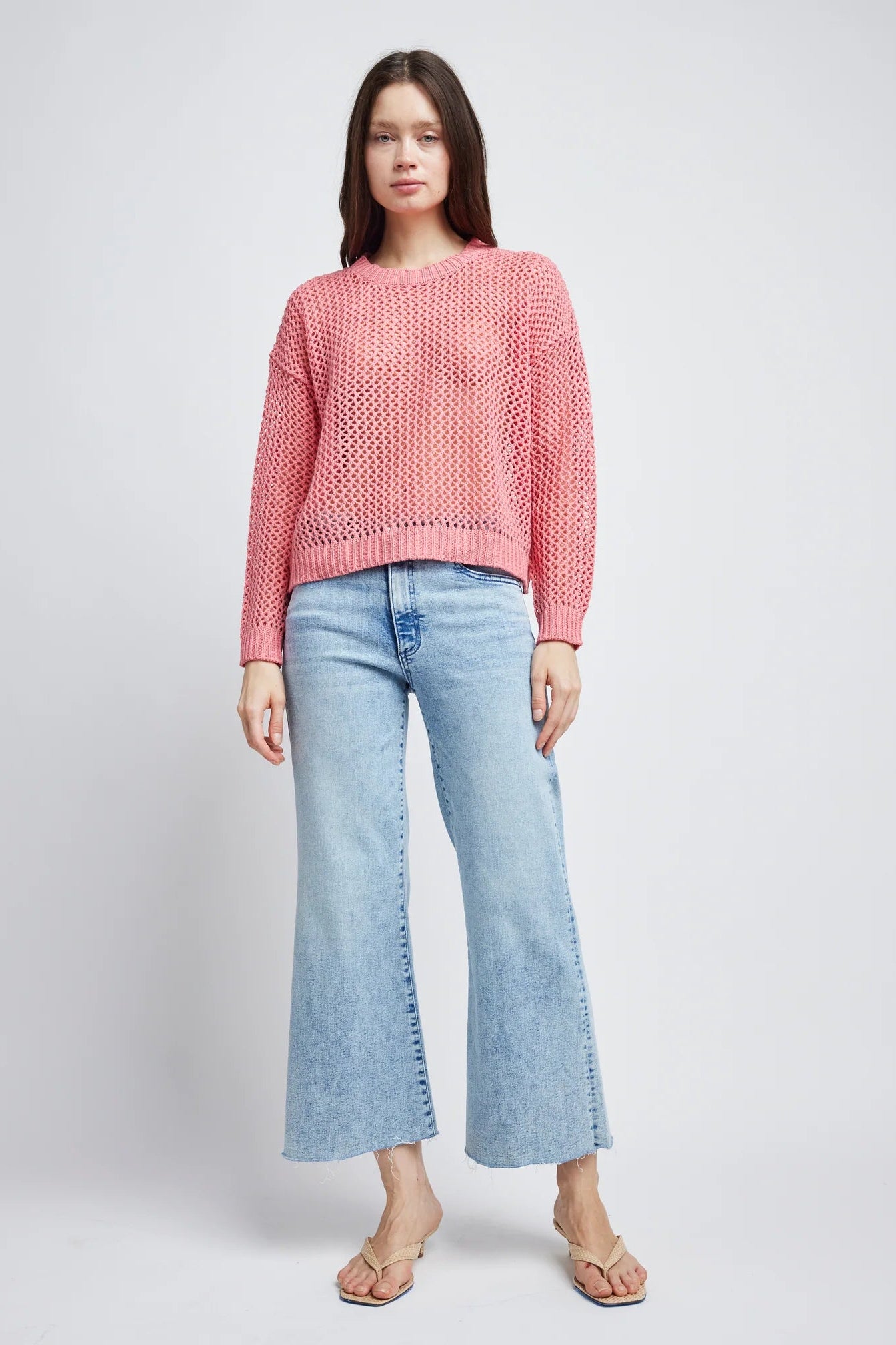 Self Contrast Alanna Sweater in Rose | Shop Eleanor