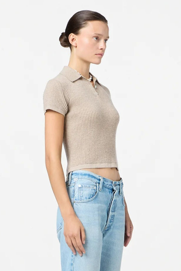 Guest in Residence Shrunken Polo in Taupe | Shop Eleanor - Women's Luxury Boutique