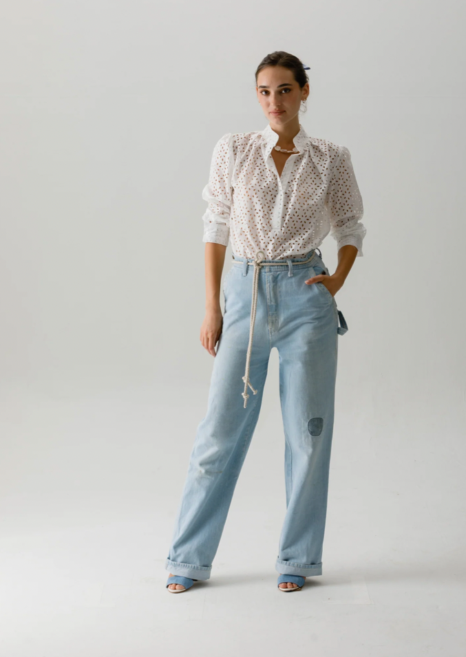 The CROP shirt from Cissa in Cotton Eyelet