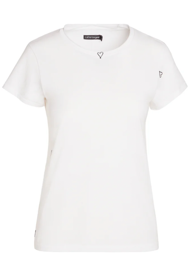 The Embroidered Heart Tee in White from Catherine Gee 