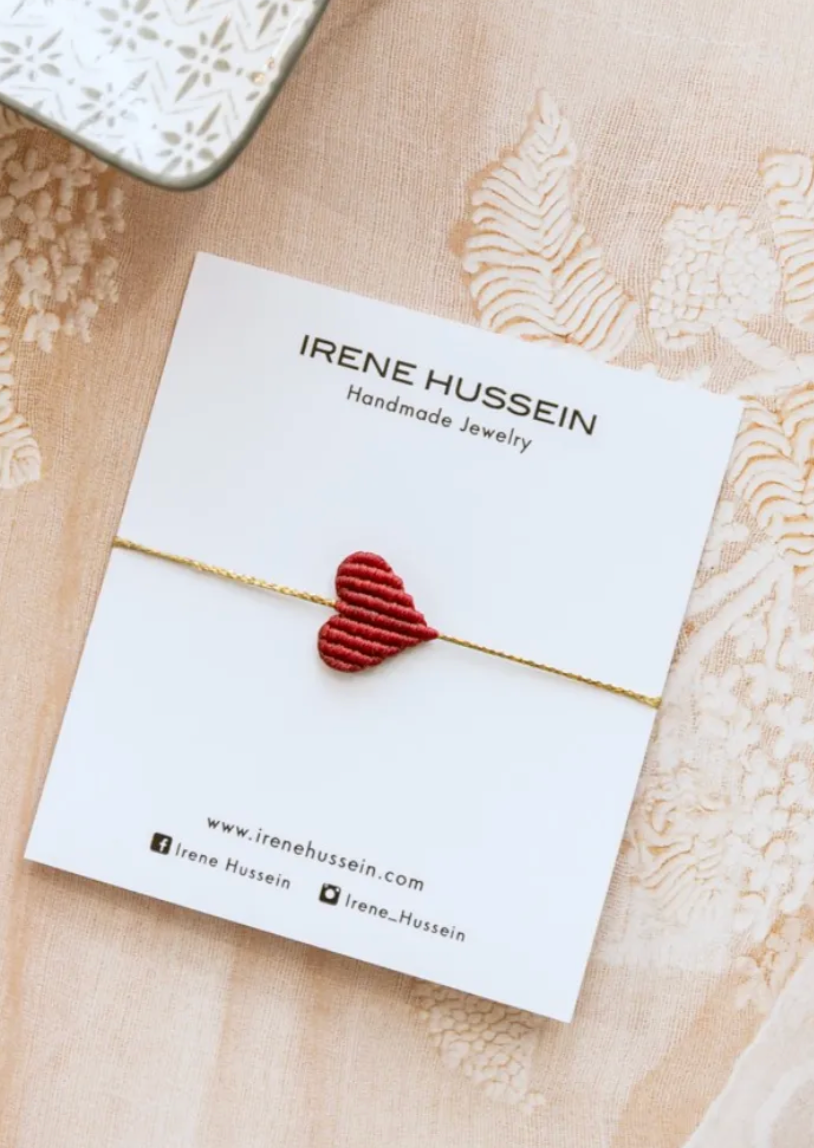 The Irene Hussein Heart Bracelet in Dark Red