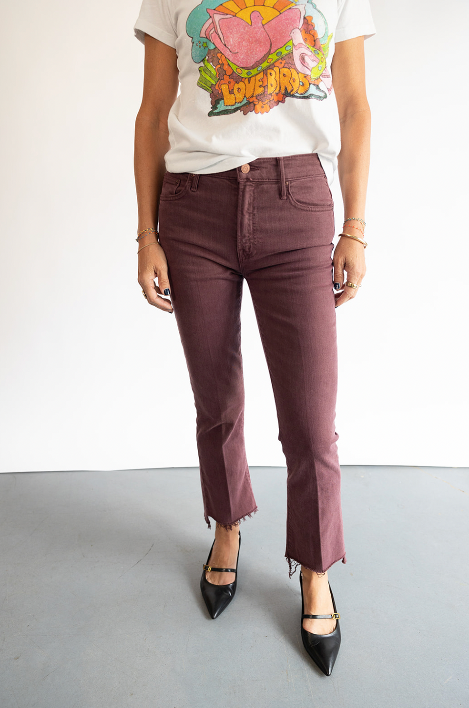 The Mother Denim Insider Crop in Wine