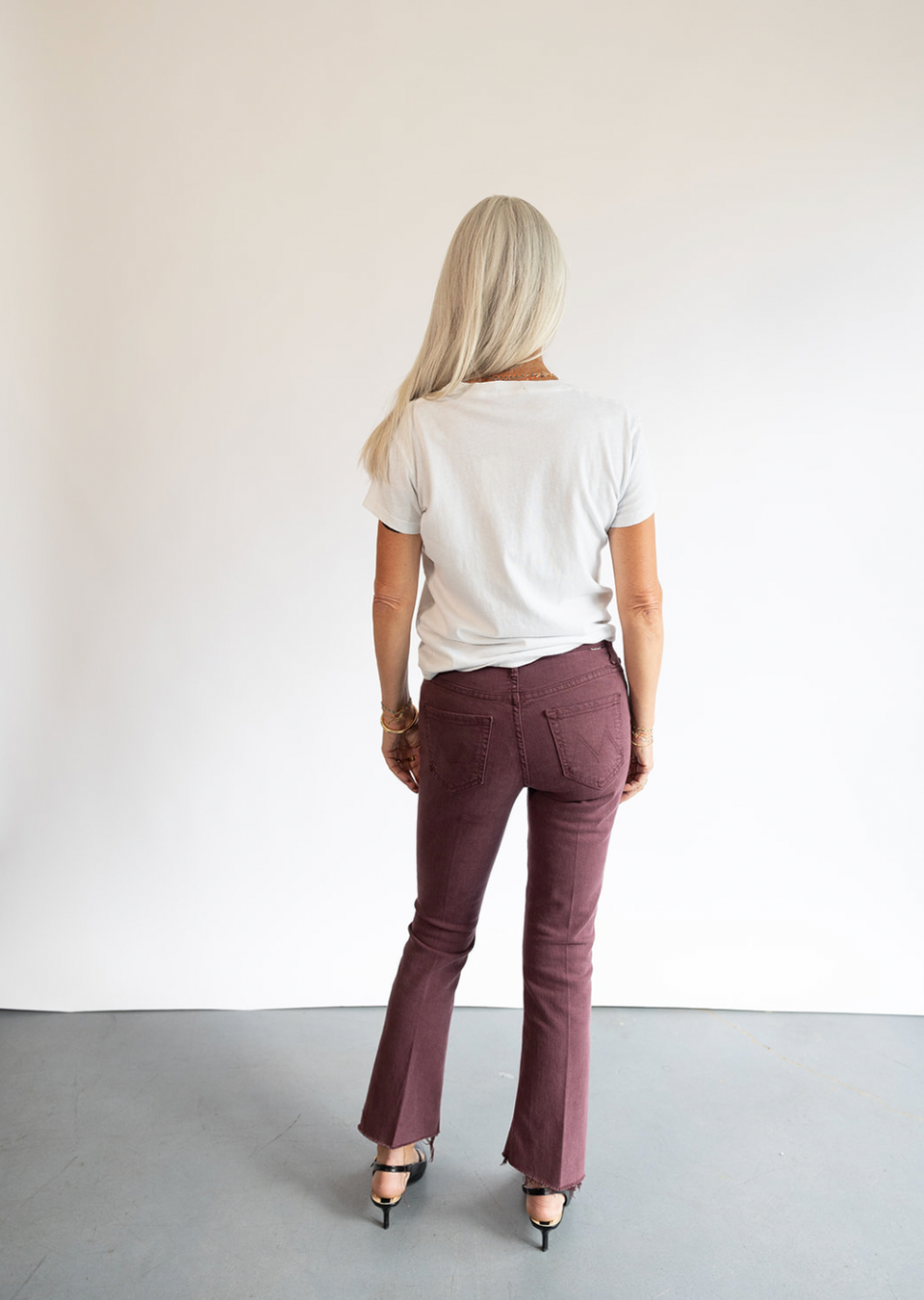 The Mother Denim Insider Crop in Wine