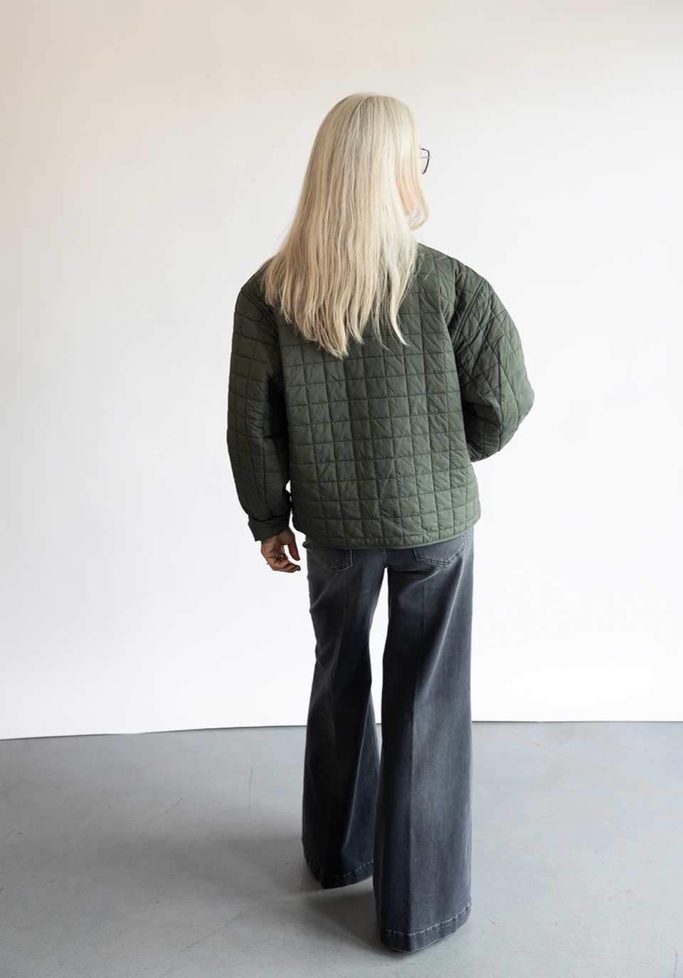 The CLOSED Denim Quilted Jacket in Pini Green