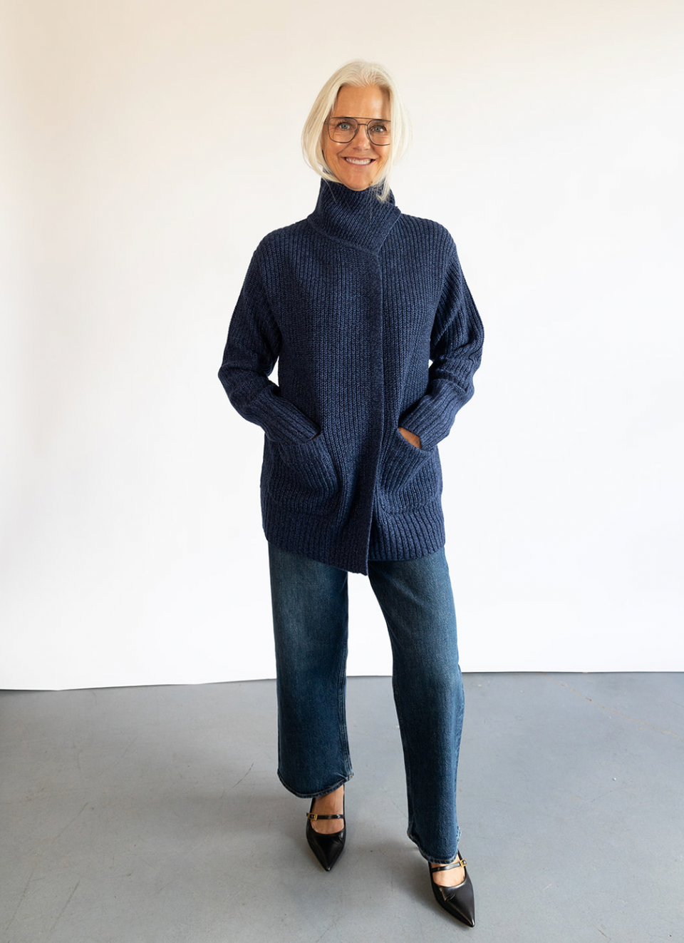 The White + Warren Coatigan Sweater in Blue 