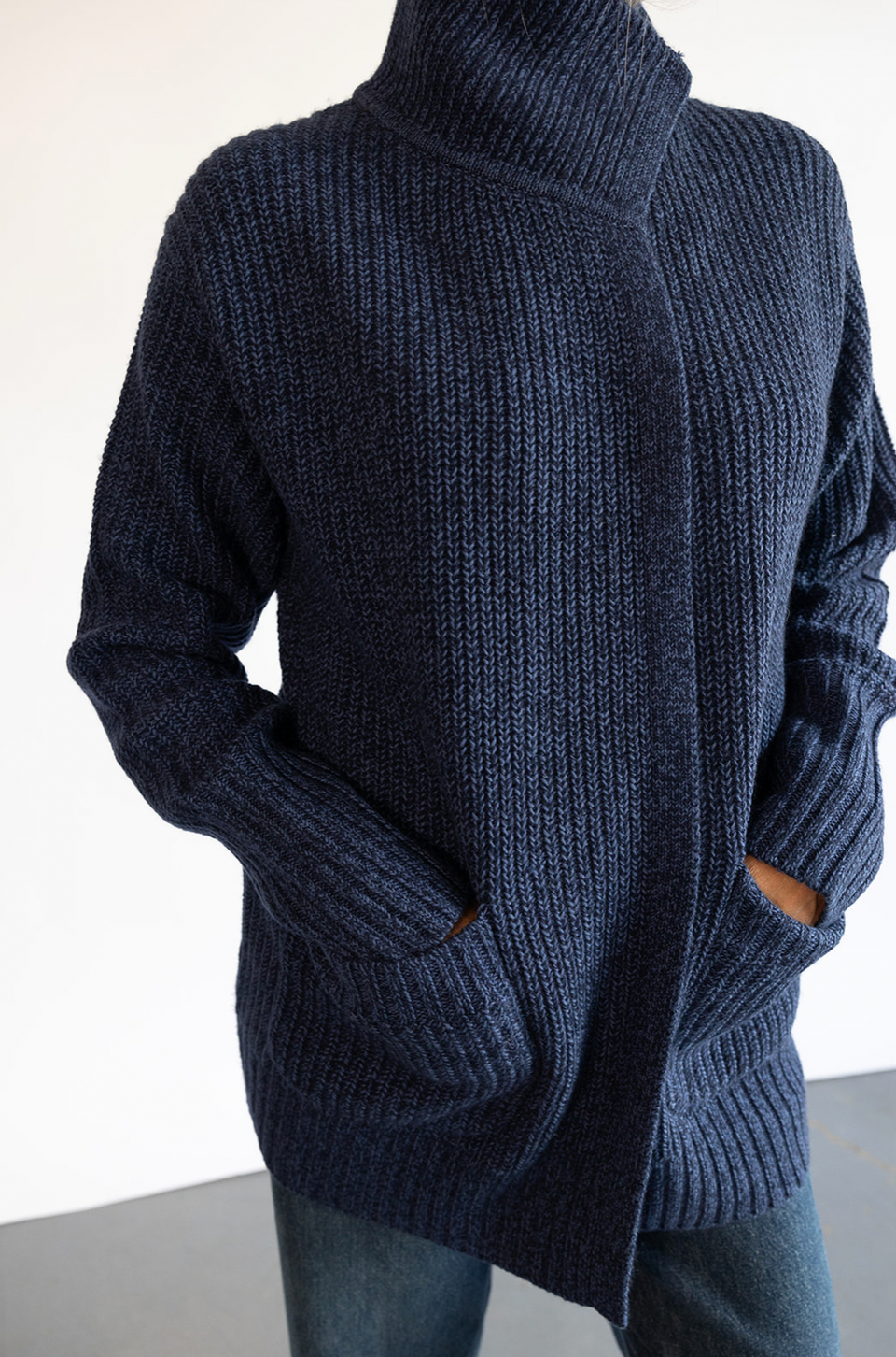 The White + Warren Coatigan Sweater in Blue 