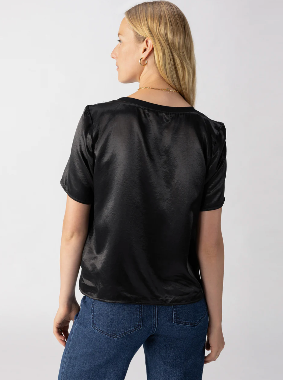 The Sanctuary Timeless Satin Blouse in Black