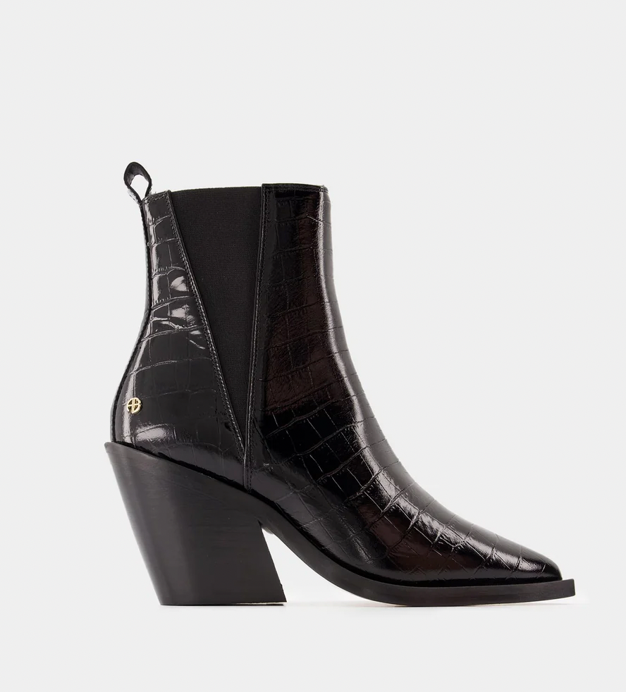 The Anine Bing Bekah Boots in Black Croc