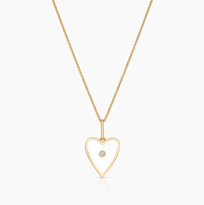 The Thatch Amaya Heart Necklace in White Enamel 