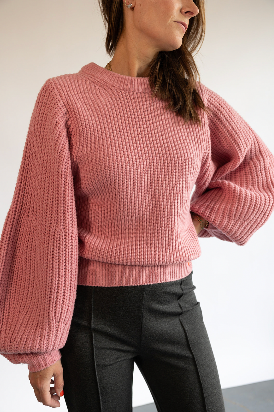 The STAUD Aura Sweater in Damask Pink