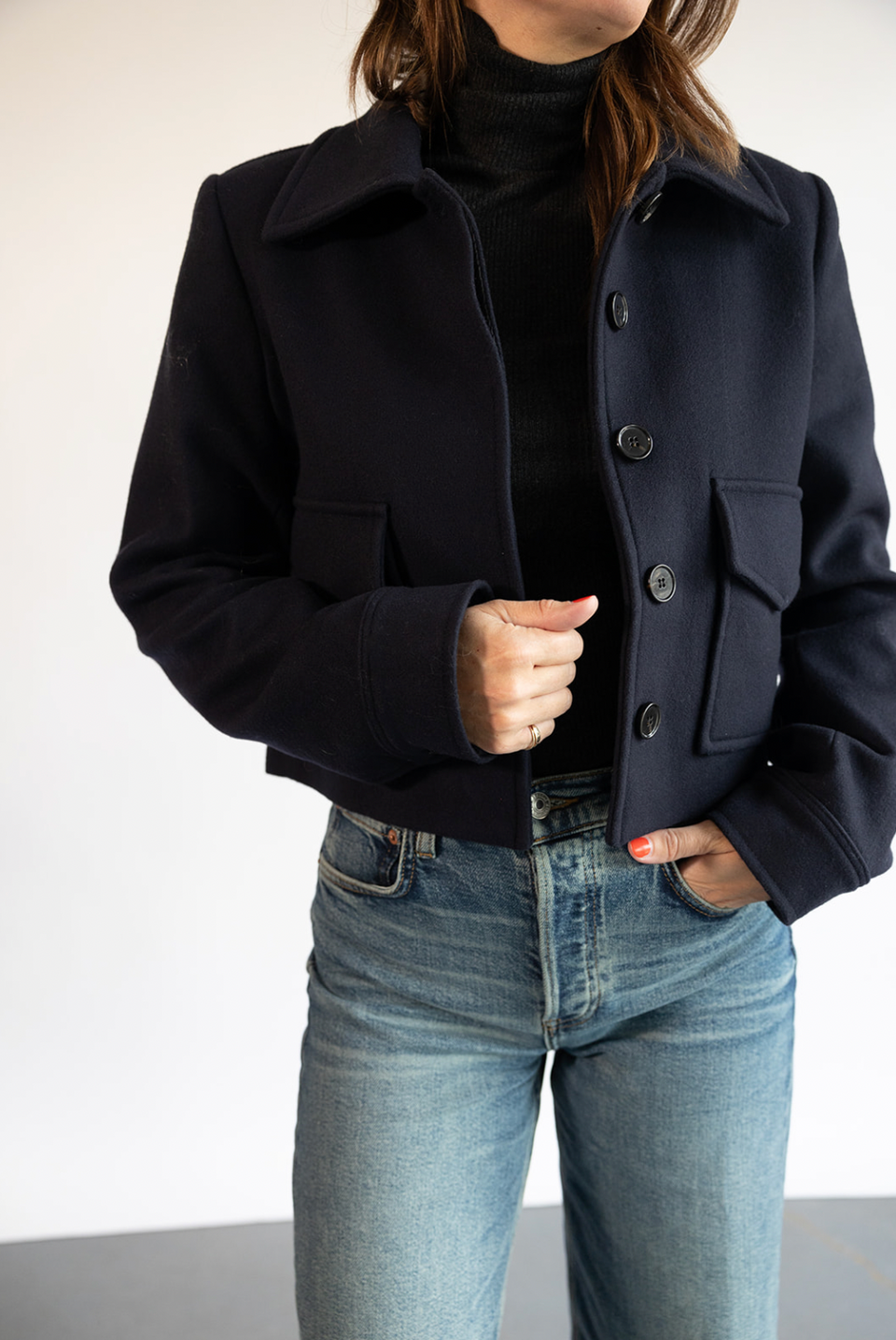 The Citizens of Humanity Corina Cropped Jacket in Navy