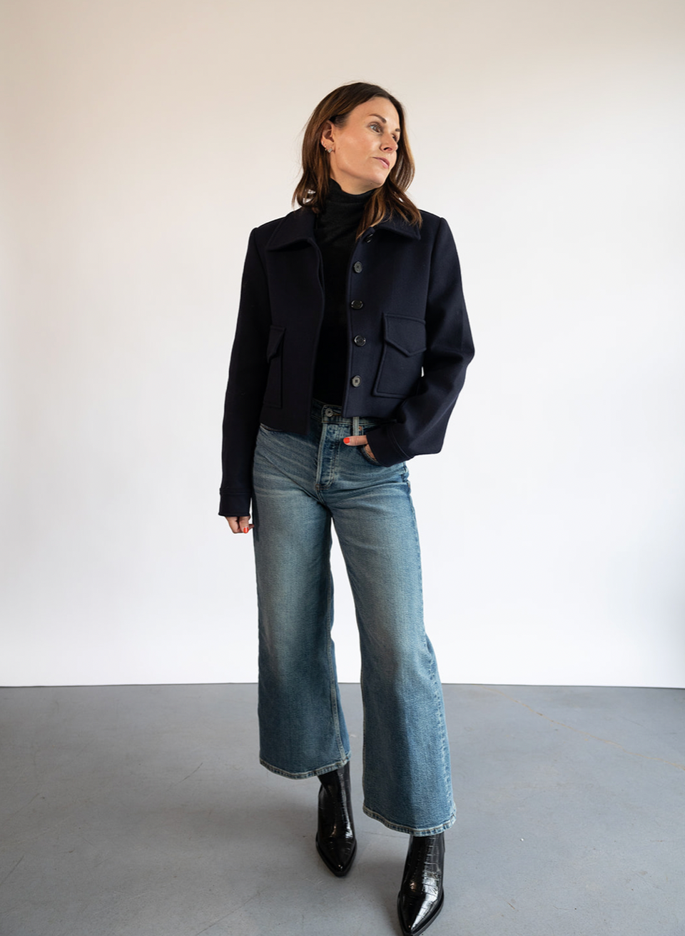 The Citizens of Humanity Corina Cropped Jacket in Navy