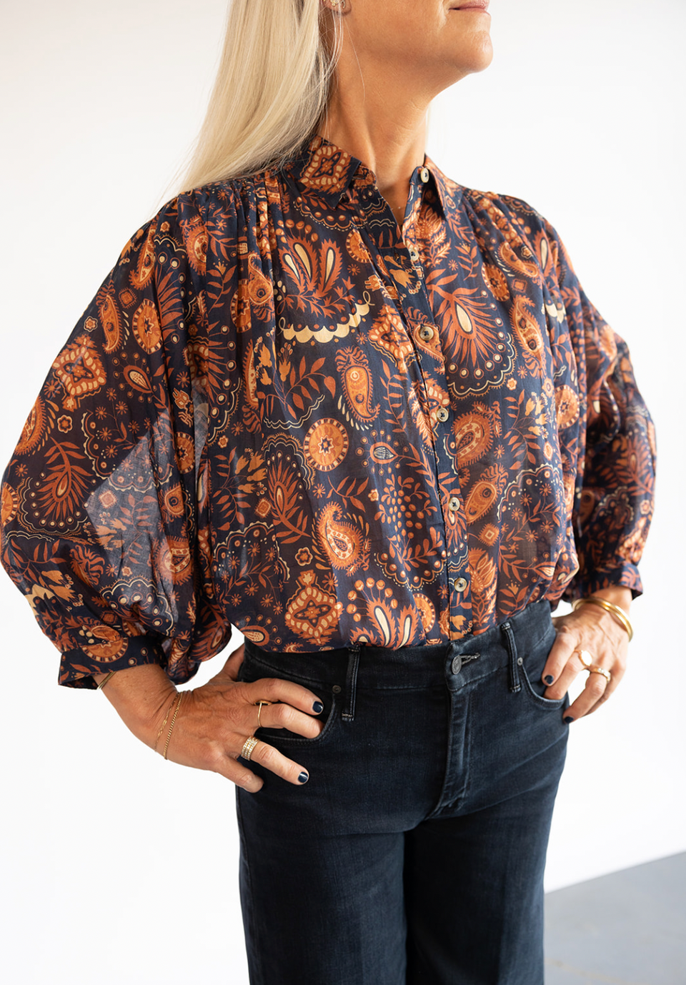 The Mother Denim Breeze Top in Henna Happiness