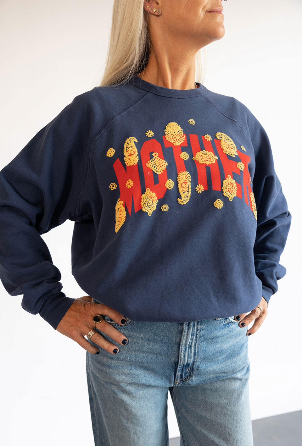 The Mother Denim Biggie Concert Sweatshirt in Mother Paisley