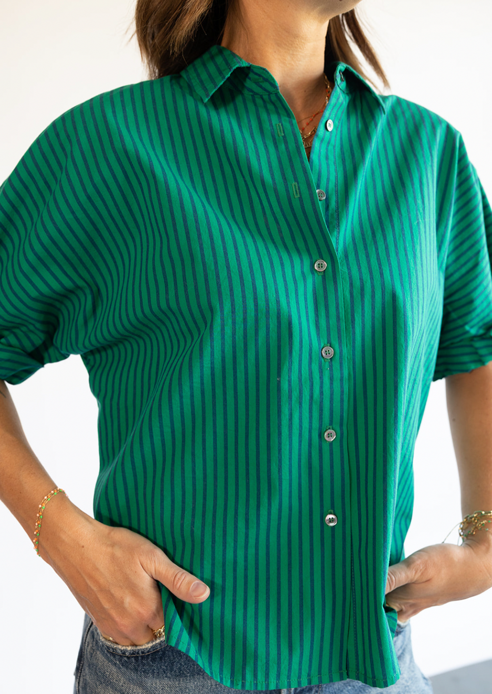 The Xírena Teddy Shirt in Pine Blue