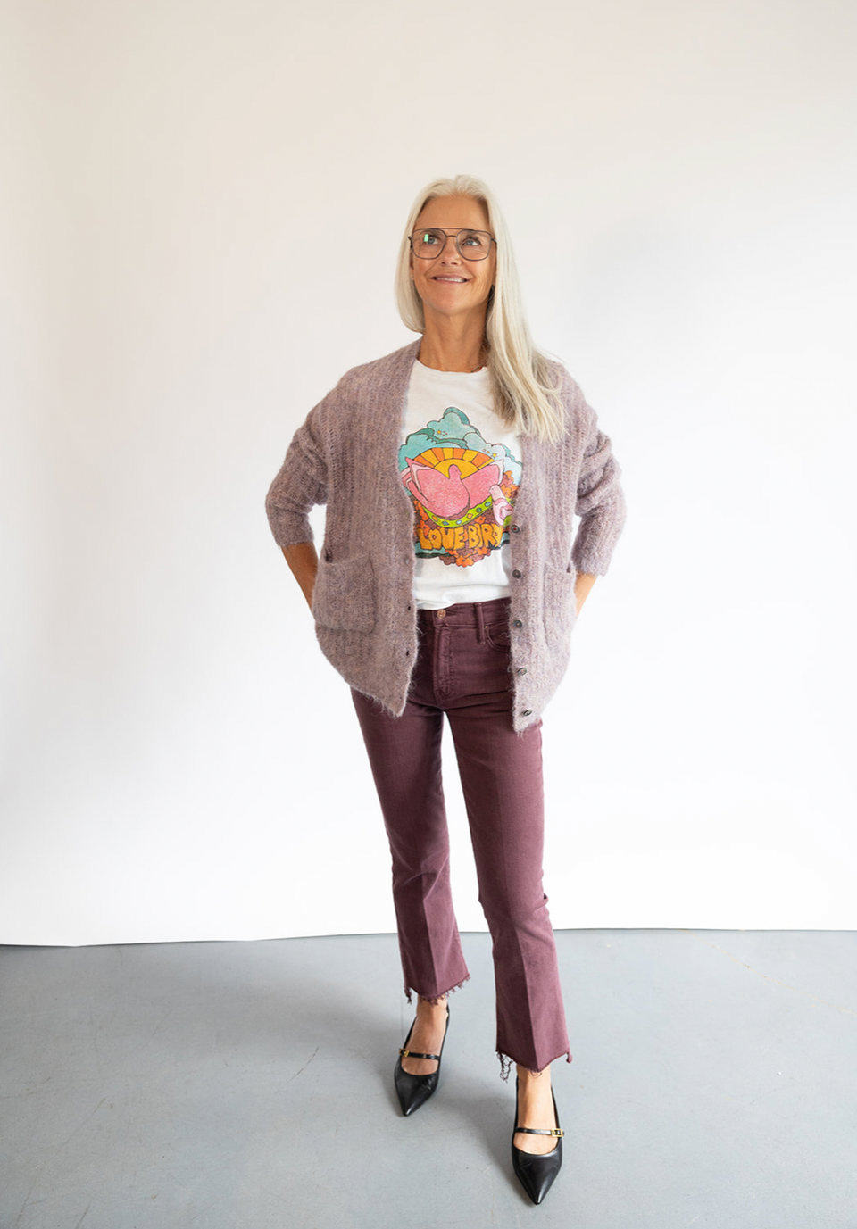 The Brazeau Tricot Dreamer Cardigan in Mauve 