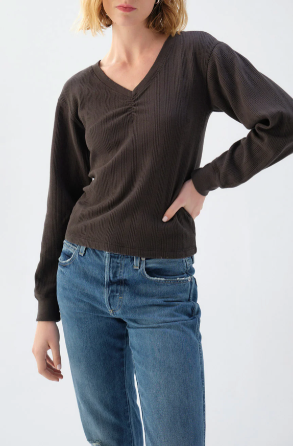 The AMO Beau Waffle Knit in Vintage Black