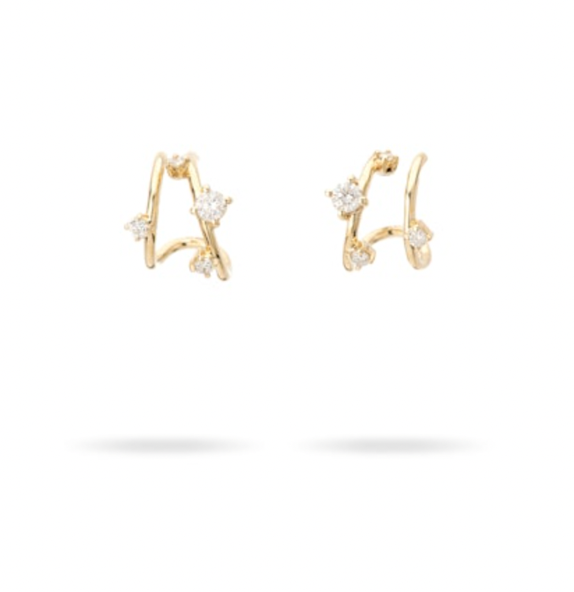 Adina Reyter Diamond Double J Hoop Earrings in Gold 